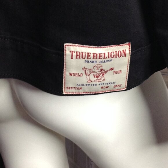 NWT True Religion XL Oversized Trucker Jkt; Black Denim; Old School, Embellished - Picture 2 of 9